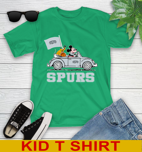 NBA Basketball San Antonio Spurs Pluto Mickey Driving Disney Shirt Youth T-Shirt 6