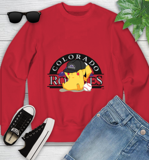 MLB Pikachu Baseball Sports Colorado Rockies Youth Sweatshirt 9