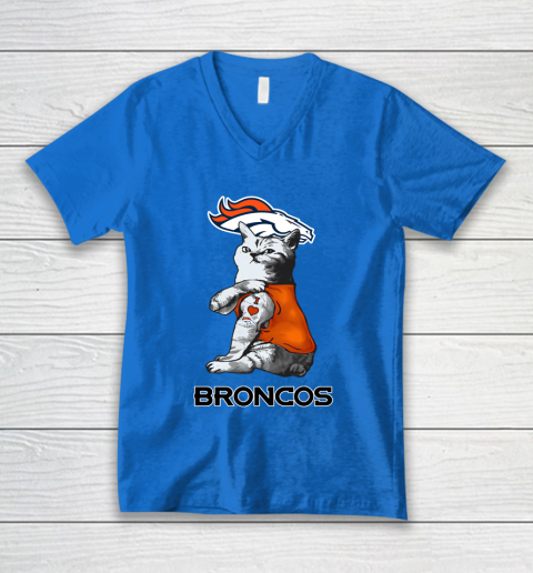 NFL Football My Cat Loves Denver Broncos V-Neck T-Shirt 5