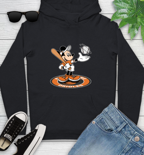 MLB Baseball Baltimore Orioles Cheerful Mickey Disney Shirt Youth Hoodie