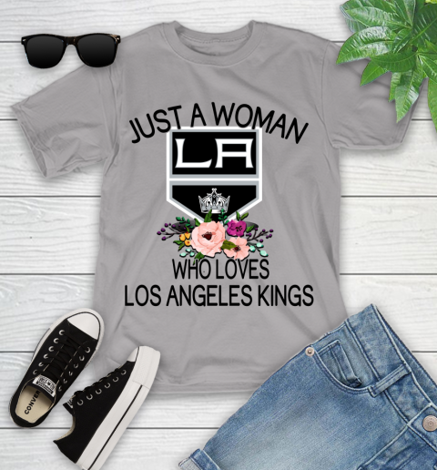 NHL Just A Woman Who Loves Los Angeles Kings Hockey Sports Youth T-Shirt 2