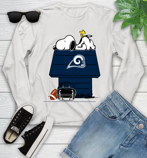 Los Angeles Rams NFL Football Snoopy Woodstock The Peanuts Movie Youth Long Sleeve