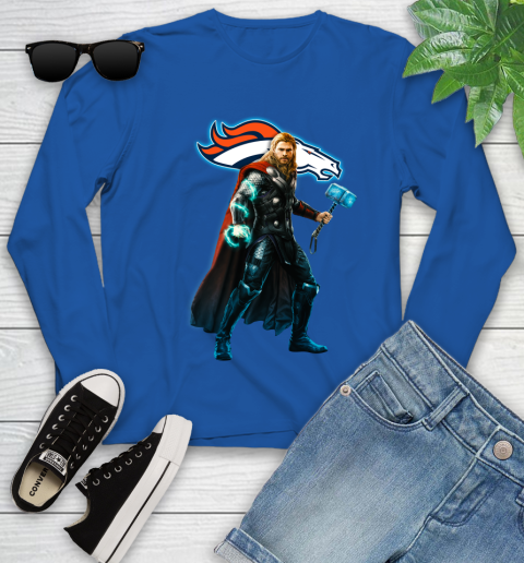 NFL Thor Avengers Endgame Football Denver Broncos Youth Long Sleeve 9