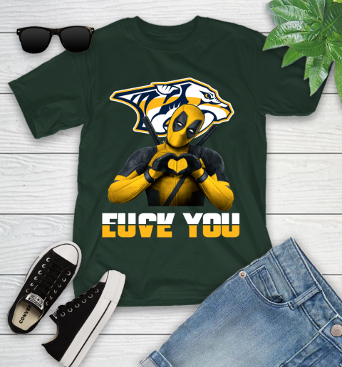 NHL Nashville Predators Deadpool Love You Fuck You Hockey Sports Youth T-Shirt 5