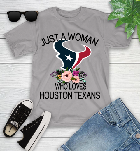 NFL Just A Woman Who Loves Houston Texans Football Sports Youth T-Shirt 2
