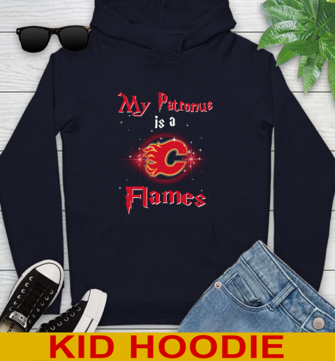 NHL Hockey Harry Potter My Patronus Is A Calgary Flames Youth Hoodie 3