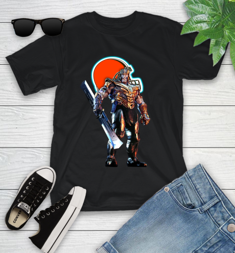 NFL Thanos Gauntlet Avengers Endgame Football Cleveland Browns Youth T-Shirt 2