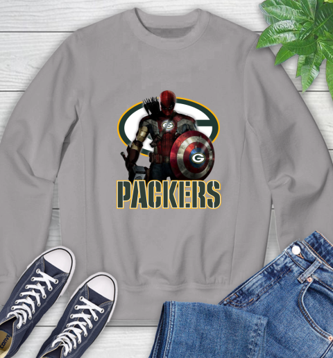 NFL Captain America Thor Spider Man Hawkeye Avengers Endgame Football Green Bay Packers Sweatshirt 5