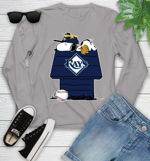 MLB Tampa Bay Rays Snoopy Woodstock The Peanuts Movie Baseball T Shirt Youth Long Sleeve 5