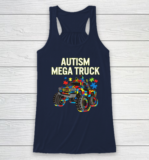 Autism Mega Truck Shirt Monster Truck Autism Awareness Racerback Tank 5
