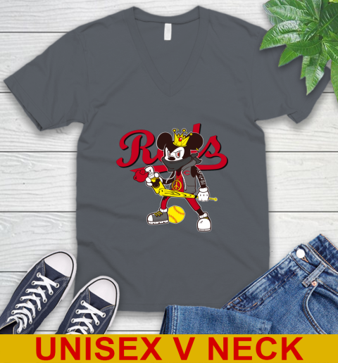 Cincinnati Reds MLB Baseball Mickey Peace Sign Sports V-Neck T-Shirt 5