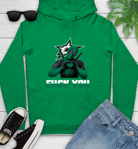 NHL Dallas Stars Deadpool Love You Fuck You Hockey Sports Youth Hoodie 9