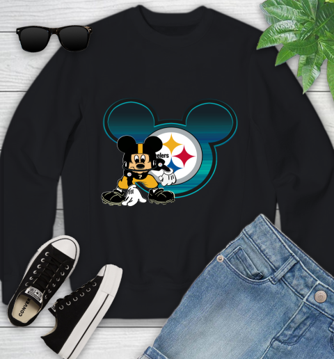 NFL Pittsburgh Steelers Mickey Mouse Disney Football T Shirt Youth Sweatshirt 2