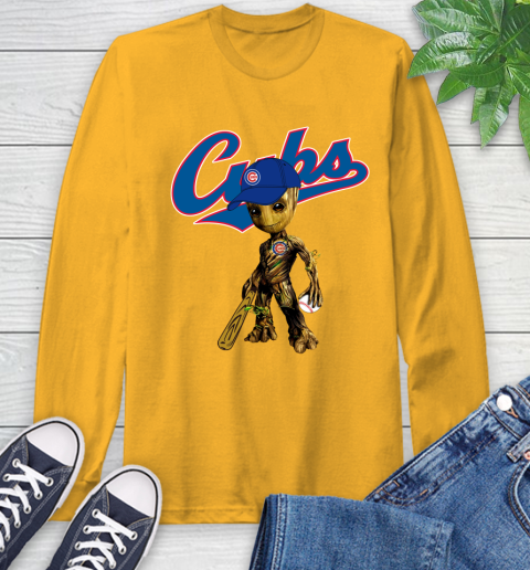 MLB Chicago Cubs Groot Guardians Of The Galaxy Baseball Long Sleeve T-Shirt 3