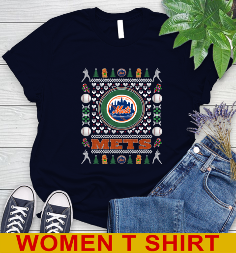New York Mets Merry Christmas MLB Baseball Loyal Fan Women's T-Shirt 3 New York Mets Merry Christmas MLB Baseball Loyal Fan Women's T-Shirt - Image 3