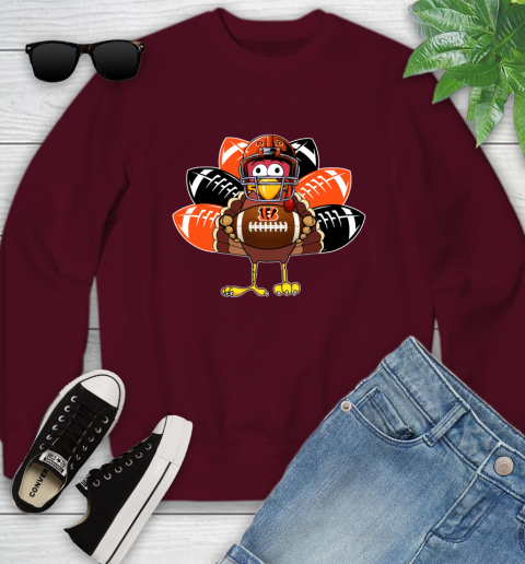 Cincinnati Bengals Turkey Thanksgiving Day Youth Sweatshirt 5