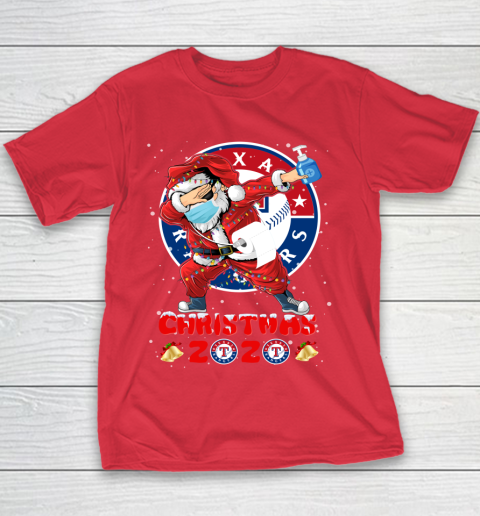 Texas Rangers Funny Santa Claus Dabbing Christmas 2020 MLB Youth T-Shirt 7