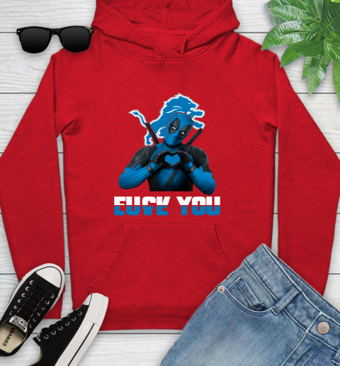 NHL Detroit Lions Deadpool Love You Fuck You Football Sports Youth Hoodie 12