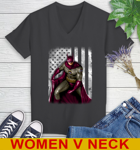 Cleveland Cavaliers NBA Basketball Batman DC American Flag Shirt Women's V-Neck T-Shirt 8