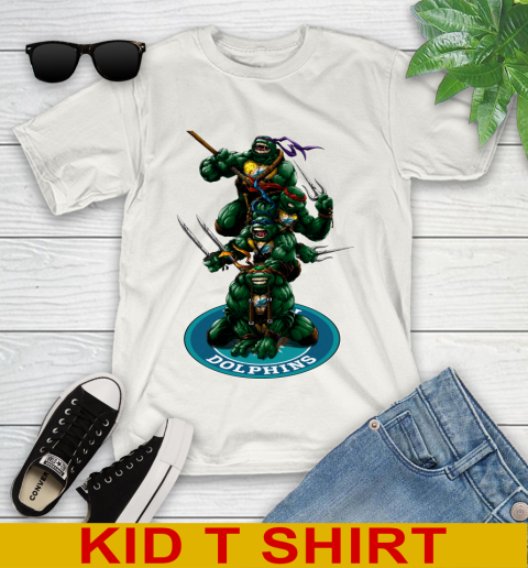 NFL Football Miami Dolphins Teenage Mutant Ninja Turtles Shirt Youth T-Shirt
