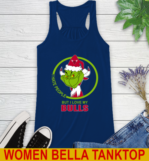 Chicago Bulls NBA Christmas Grinch I Hate People But I Love My Favorite Basketball Team Racerback Tank 9