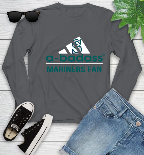 MLB A Badass Seattle Mariners Fan Adidas Baseball Sports Youth Long Sleeve - Image 10