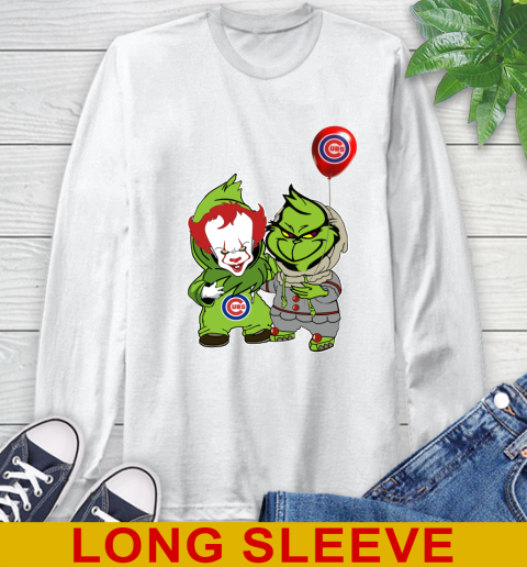 Baby Pennywise Grinch Christmas MLB Baseball Chicago Cubs Long Sleeve T-Shirt