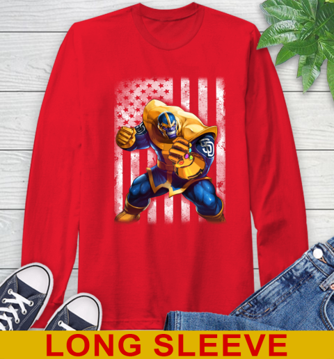 MLB Baseball San Diego Padres Thanos Marvel American Flag Shirt Long Sleeve T-Shirt 12