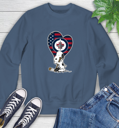 Winnipeg Jets NHL Hockey The Peanuts Movie Adorable Snoopy Sweatshirt 7