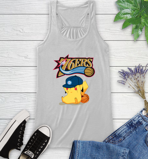 NBA Pikachu Basketball Sports Philadelphia 76ers Racerback Tank