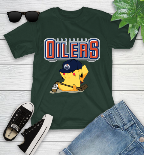 NHL Pikachu Hockey Sports Edmonton Oilers Youth T-Shirt 5