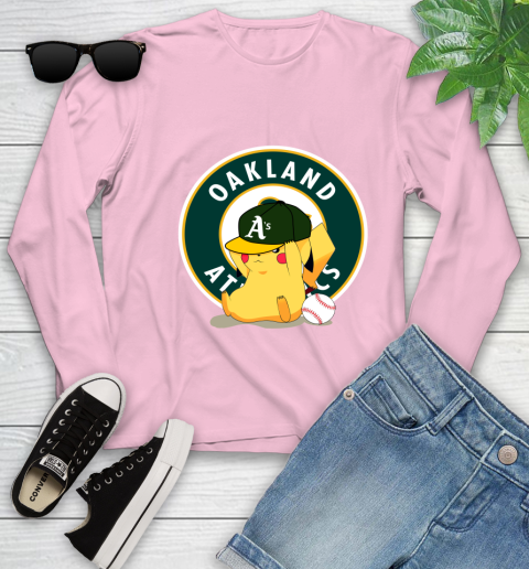MLB Pikachu Baseball Sports Oakland Athletics Youth Long Sleeve 10