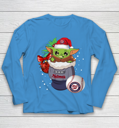 Washington Nationals Christmas Baby Yoda Star Wars Funny Happy MLB Youth Long Sleeve 7