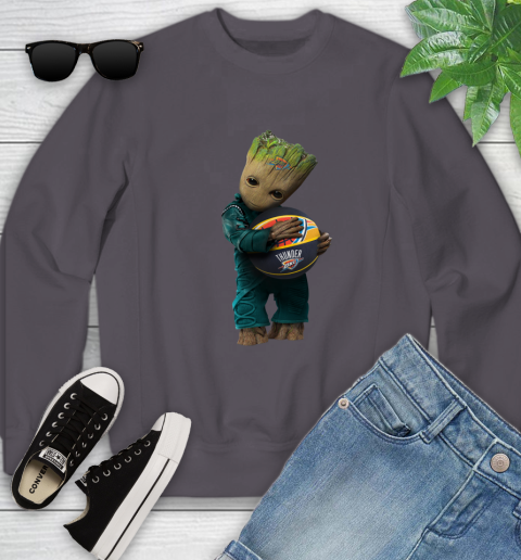 NBA Groot Guardians Of The Galaxy Basketball Sports Oklahoma City Thunder Youth Sweatshirt 6