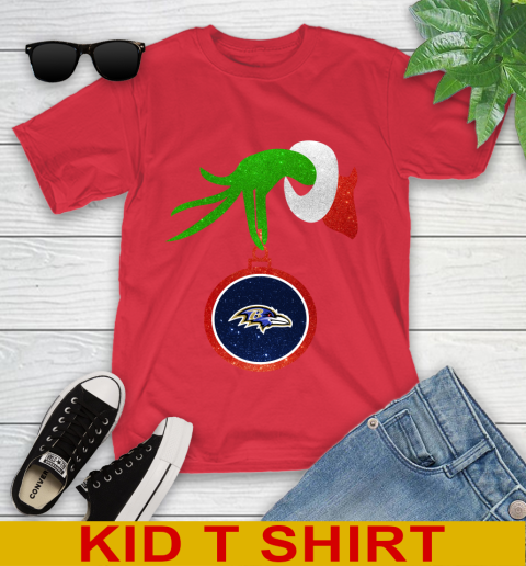 Baltimore Ravens Grinch Merry Christmas NFL Football Youth T-Shirt 10
