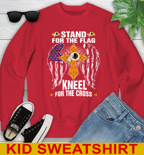 NFL Football Washington Redskins Stand For Flag Kneel For The Cross Shirt Youth Sweatshirt 7