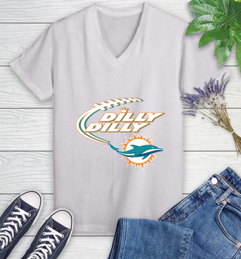 NFL Miami Dolphins Dilly Dilly Football Sports Women's V-Neck T-Shirt
