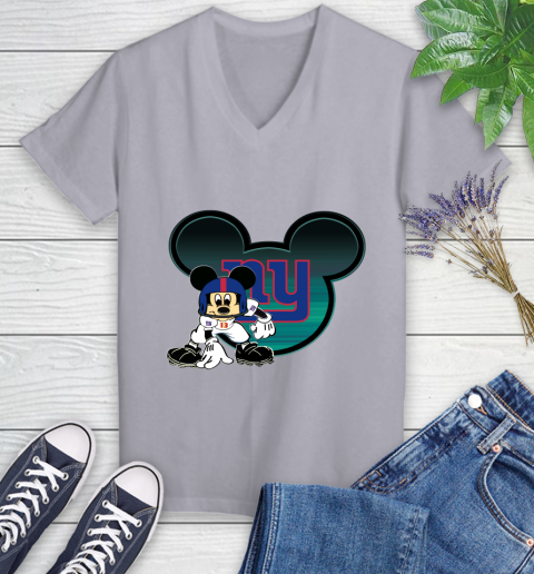 NFL New York Giants Mickey Mouse Disney Football T Shirt Women's V-Neck T-Shirt 4