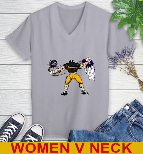 Pittsburgh Steelers NFL Football Fight For Victory Women's V-Neck T-Shirt 5