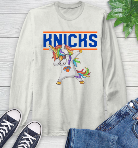 New York Knicks NBA Basketball Funny Unicorn Dabbing Sports Long Sleeve T-Shirt 12
