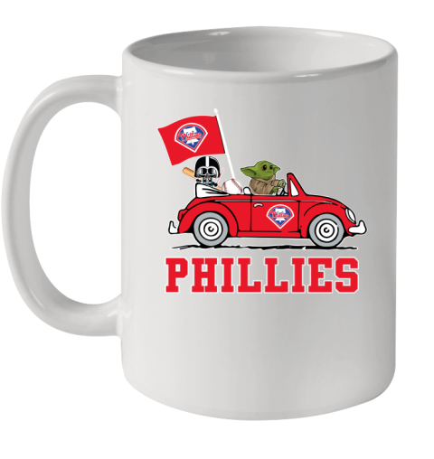 MLB Baseball Philadelphia Phillies Darth Vader Baby Yoda Driving Star Wars Shirt Ceramic Mug 11oz