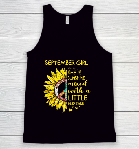 September Girl She is Sunshine Shirt Women Hippie Sunflower Tank Top