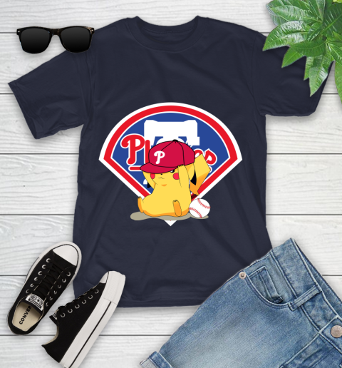 MLB Pikachu Baseball Sports Philadelphia Phillies Youth T-Shirt 3