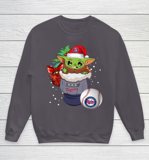 Minnesota Twins Christmas Baby Yoda Star Wars Funny Happy MLB Youth Sweatshirt 6