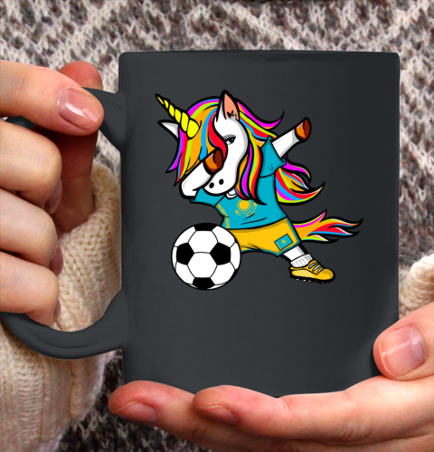Dabbing Unicorn Kazakhstan Football Kazakhstani Flag Soccer Ceramic Mug 11oz