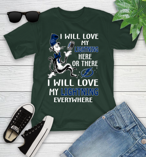 NHL Hockey Tampa Bay Lightning I Will Love My Lightning Everywhere Dr Seuss Shirt Youth T-Shirt 4