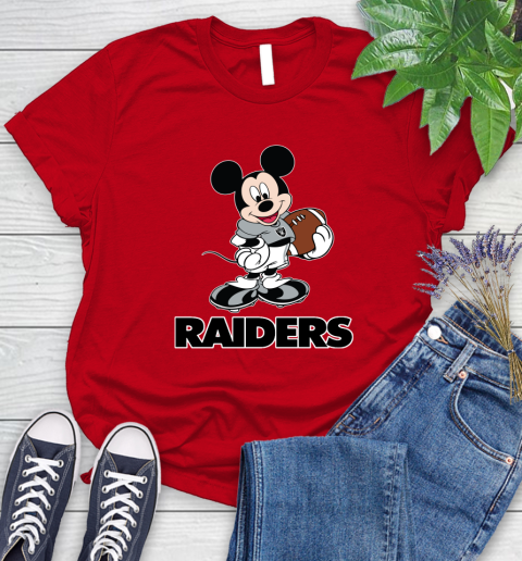 NFL Football Oakland Raiders Cheerful Mickey Mouse Shirt Women's T-Shirt 11