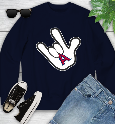 Los Angeles Angels MLB Baseball Mickey Rock Hand Disney Youth Sweatshirt 3