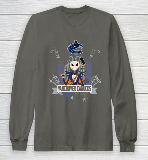 NHL Vancouver Canucks Hockey Jack Skellington Halloween Long Sleeve T-Shirt 5