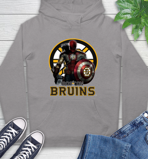 NHL Captain America Thor Spider Man Hawkeye Avengers Endgame Hockey Boston Bruins Hoodie 6